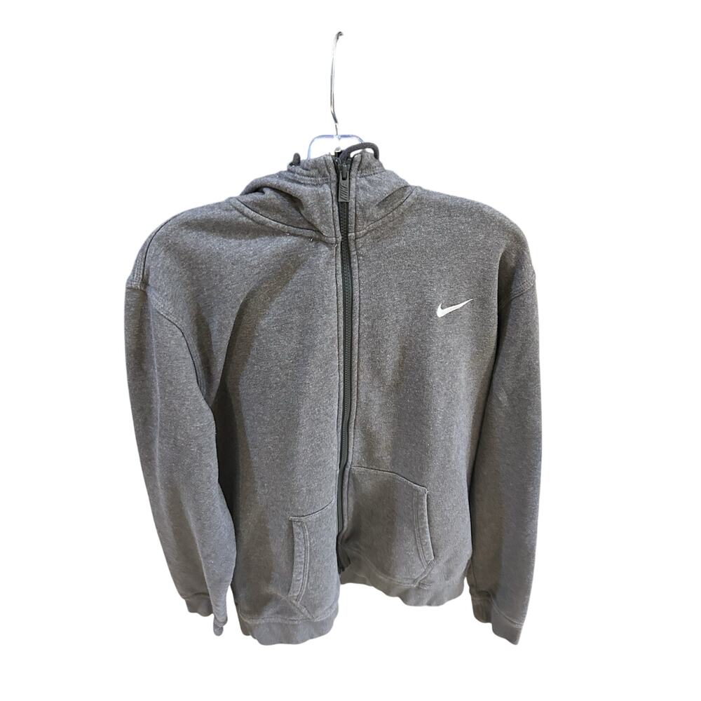 Vintage Nike Sweater Mens Size XL Gray Full Zip Hooded Blue Tag Long Sleeve